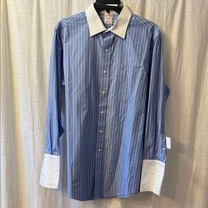 Brooks Brothers Blue Striped Dress Shirt with White Accents